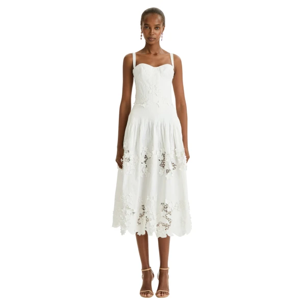 Oscar de la Renta Porcelain Flower Guipure Bustier Dress - Dresses - American Luxury Evening Wear at Luxury Shoes 