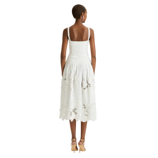 Oscar de la Renta Porcelain Flower Guipure Bustier Dress - Dresses - American Luxury Evening Wear at Luxury Shoes 