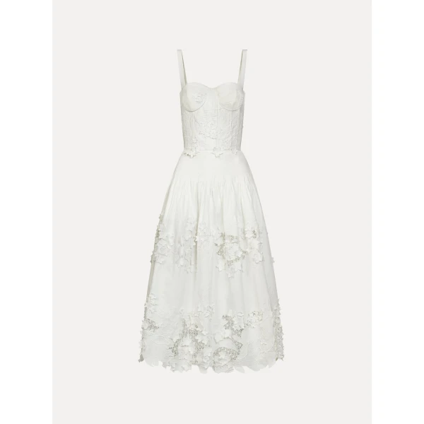 Oscar de la Renta Porcelain Flower Guipure Bustier Dress - Dresses - American Luxury Evening Wear at Luxury Shoes 