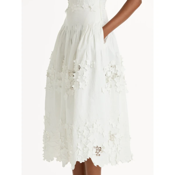 Oscar de la Renta Porcelain Flower Guipure Bustier Dress - Dresses - American Luxury Evening Wear at Luxury Shoes 