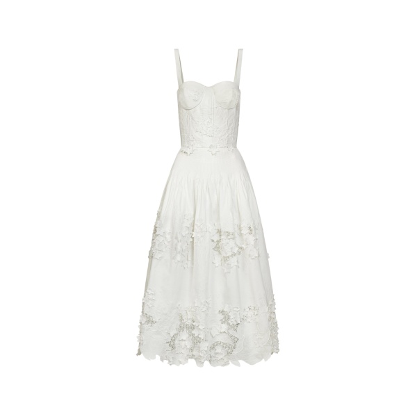 Oscar de la Renta Porcelain Flower Guipure Bustier Dress - Dresses - American Luxury Evening Wear at Luxury Shoes 