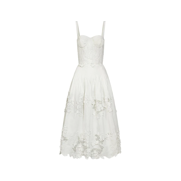 Oscar de la Renta Porcelain Flower Guipure Bustier Dress - Dresses - American Luxury Evening Wear at Luxury Shoes 