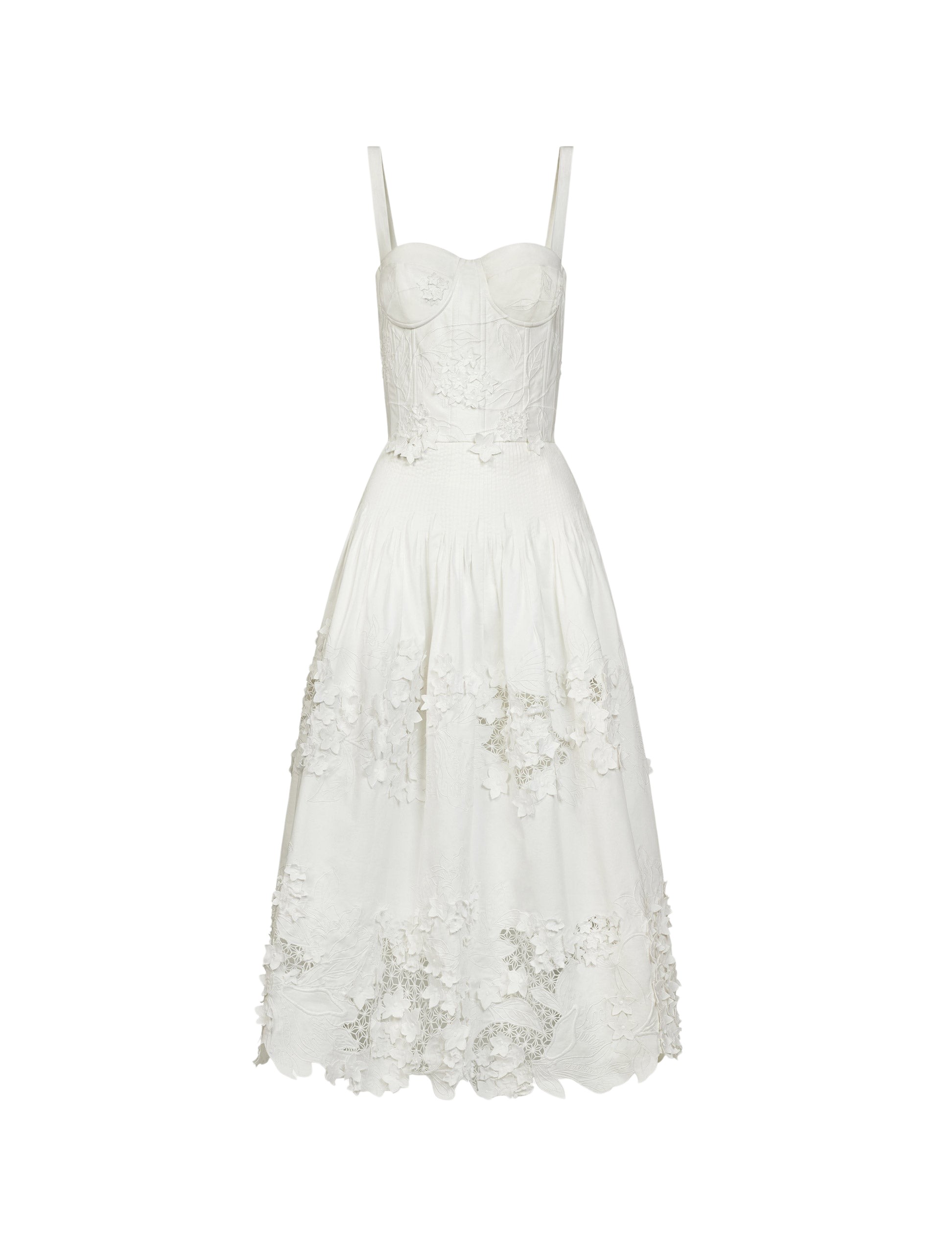 Oscar de la Renta Porcelain Flower Guipure Bustier Dress - Dresses - American Luxury Evening Wear at Luxury Shoes 