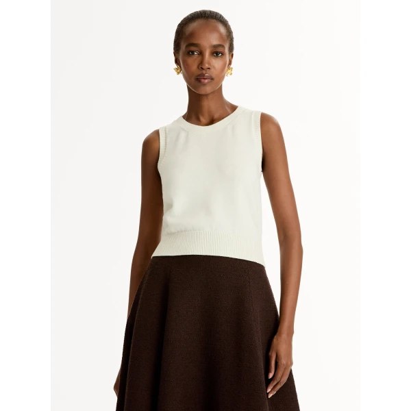 Oscar de la Renta Porcelain Flower Guipure Insert Tank - Tops - American Luxury Evening Wear at Luxury Shoes 