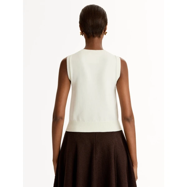 Oscar de la Renta Porcelain Flower Guipure Insert Tank - Tops - American Luxury Evening Wear at Luxury Shoes 