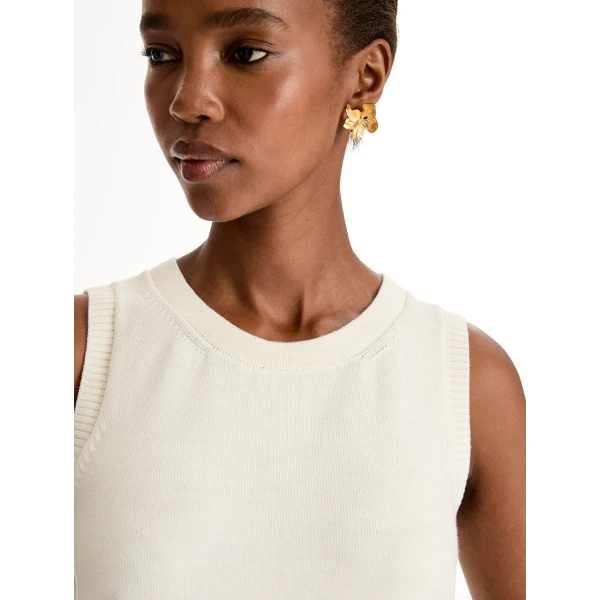 Oscar de la Renta Porcelain Flower Guipure Insert Tank - Tops - American Luxury Evening Wear at Luxury Shoes 