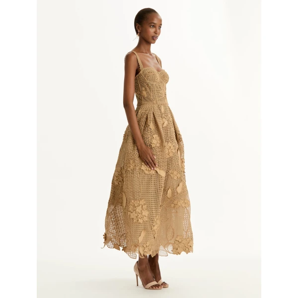 Oscar de la Renta Porcelain Flower Guipure Lattice Cocktail Dress - Dresses - American Luxury Evening Wear at Luxury Shoes 