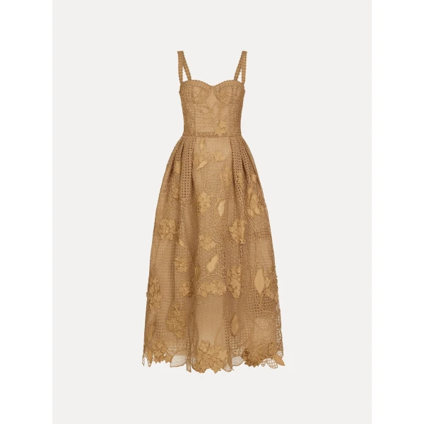 Oscar de la Renta Porcelain Flower Guipure Lattice Cocktail Dress - Dresses - American Luxury Evening Wear at Luxury Shoes 