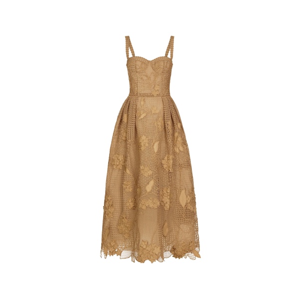 Oscar de la Renta Porcelain Flower Guipure Lattice Cocktail Dress - Dresses - American Luxury Evening Wear at Luxury Shoes 