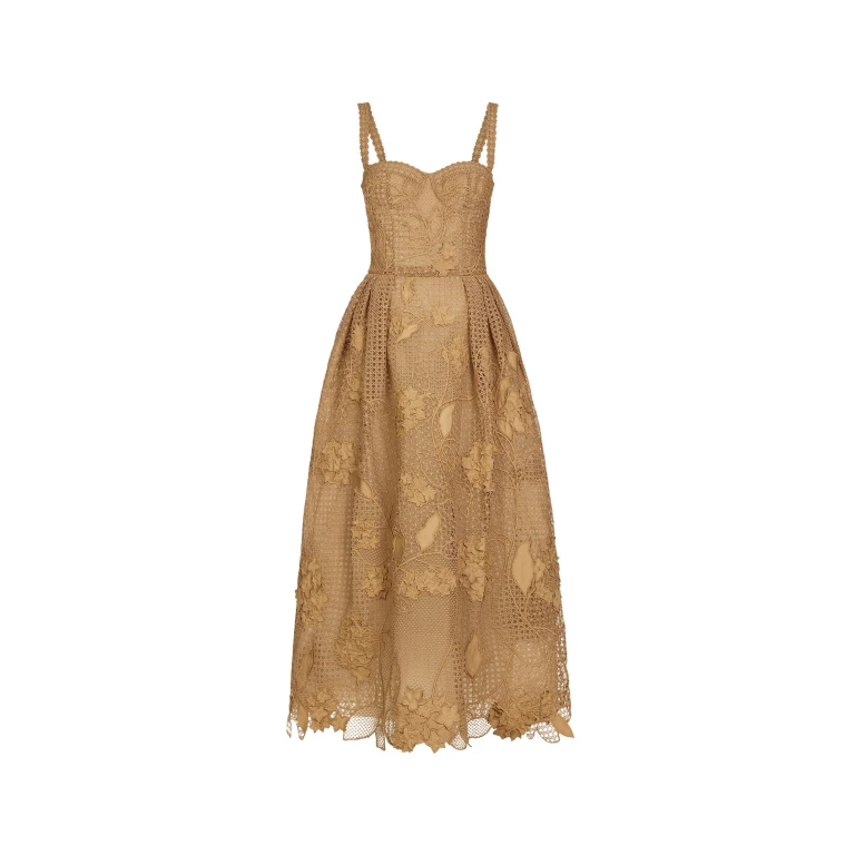 Oscar de la Renta Porcelain Flower Guipure Lattice Cocktail Dress - Dresses - American Luxury Evening Wear at Luxury Shoes 