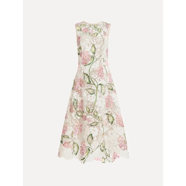 Oscar de la Renta Porcelain Flower Guipure Sleeveless Dress - Dresses - American Luxury Evening Wear at Luxury Shoes 