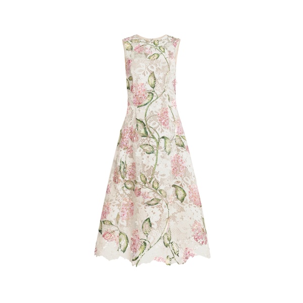 Oscar de la Renta Porcelain Flower Guipure Sleeveless Dress - Dresses - American Luxury Evening Wear at Luxury Shoes 