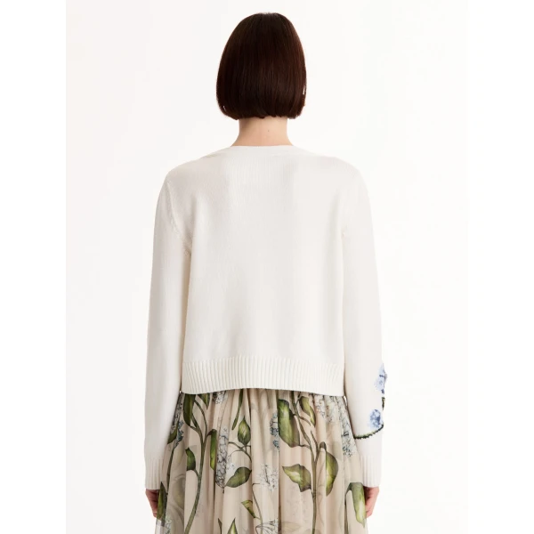 Oscar de la Renta Porcelain Flower Jacquard Cardigan - Knitwear - American Luxury Evening Wear at Luxury Shoes 