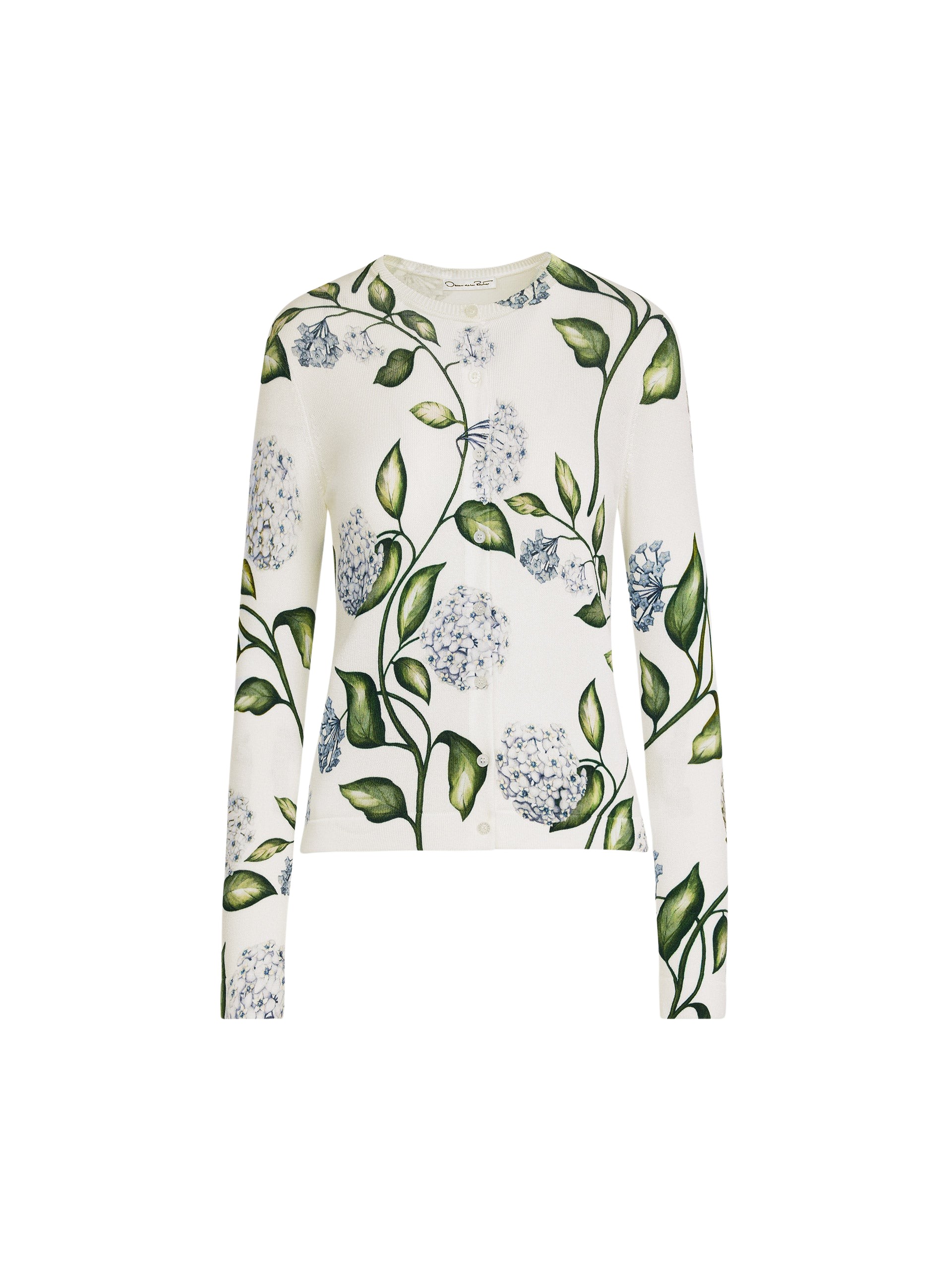 Oscar de la Renta Porcelain Flower Printed Cardigan