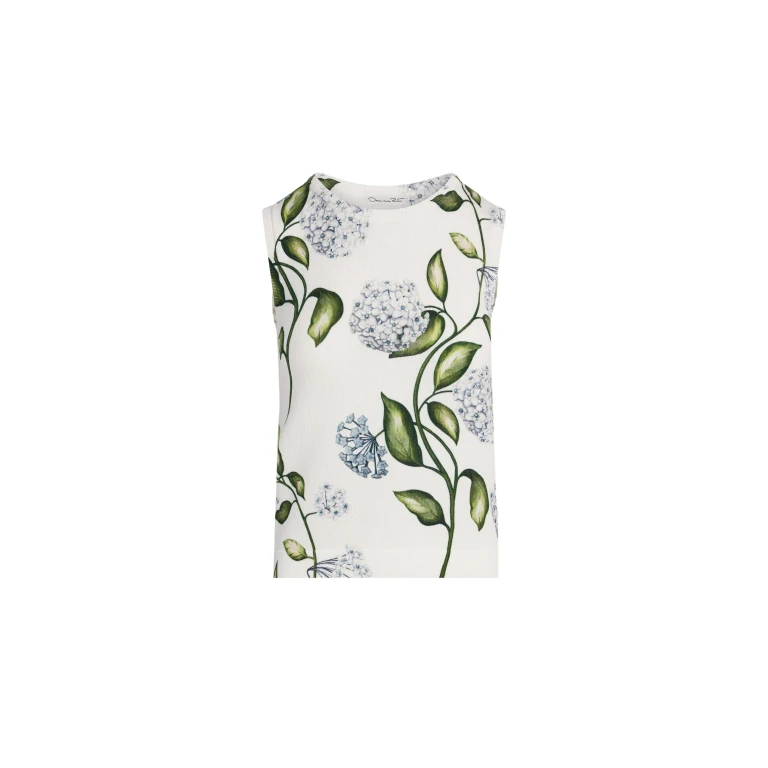 Oscar de la Renta Porcelain Flower Printed Tank - Tops - American Luxury Evening Wear at Luxury Shoes 