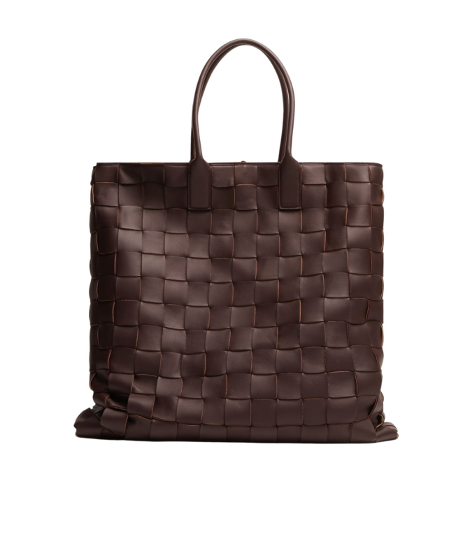 Khaite Maxi Intreccio Tote in Oxblood - Red Totes & Top-Handle Bags - The Lotus Tote Bag - Shop at Luxury Shoes 
