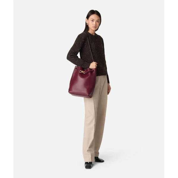 Khaite Women's Andiamo Bucket in Barolo - Red Bucket Bags - The Lotus Tote Bag - Shop at Luxury Shoes 