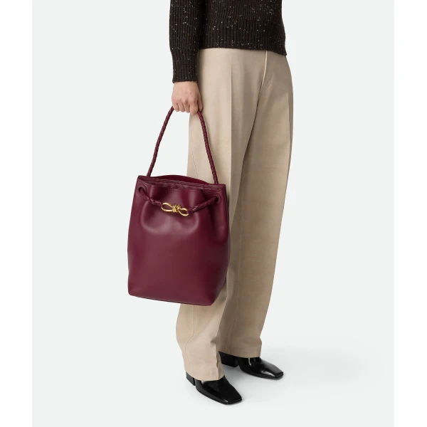 Khaite Women's Andiamo Bucket in Barolo - Red Bucket Bags - The Lotus Tote Bag - Shop at Luxury Shoes 