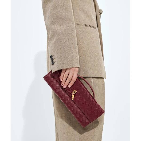 Khaite Women's Andiamo Clutch in Barolo - Red Clutch Bags - The Lotus Tote Bag - Shop at Luxury Shoes 