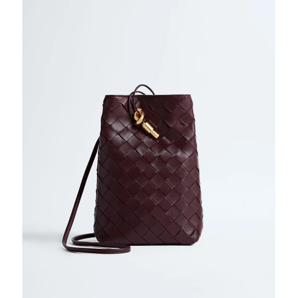 Khaite Women's Andiamo Phone Pouch in Deep mahogany - Red Mini Bags - The Lotus Tote Bag - Shop at Luxury Shoes 