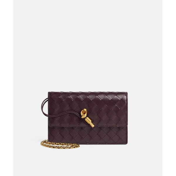 Khaite Women's Andiamo Pouch on Chain in Dark barolo - Red Shoulder & Crossbody Bags - The Lotus Tote Bag - Shop at Luxury Shoes 