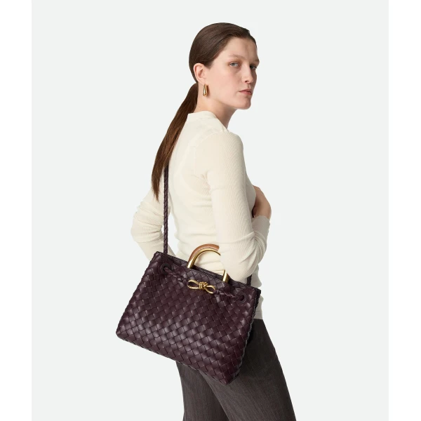 Khaite Women's Andiamo in Dark barolo - Red Totes & Top-Handle Bags - The Lotus Tote Bag - Shop at Luxury Shoes 