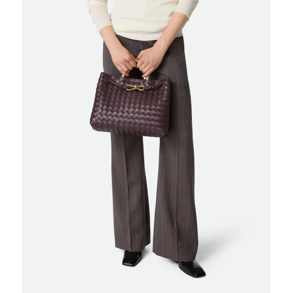 Khaite Women's Andiamo in Dark barolo - Red Totes & Top-Handle Bags - The Lotus Tote Bag - Shop at Luxury Shoes 