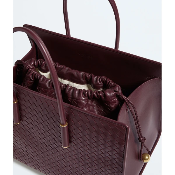 Khaite Women's Barbara Tote in Deep mahogany - Red Totes & Top-Handle Bags - The Lotus Tote Bag - Shop at Luxury Shoes 