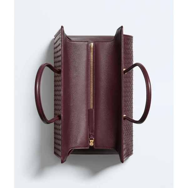 Khaite Women's Barbara Tote in Deep mahogany - Red Totes & Top-Handle Bags - The Lotus Tote Bag - Shop at Luxury Shoes 