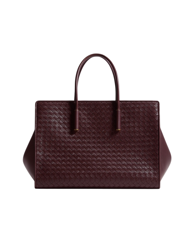 Khaite Women's Barbara Tote in Deep mahogany - Red Totes & Top-Handle Bags - The Lotus Tote Bag - Shop at Luxury Shoes 