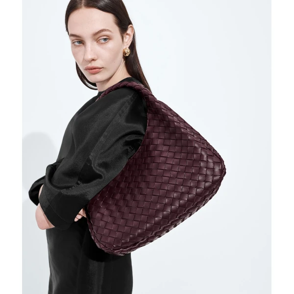 Khaite Women's Campana in Deep mahogany - Red Shoulder & Crossbody Bags - The Lotus Tote Bag - Shop at Luxury Shoes 