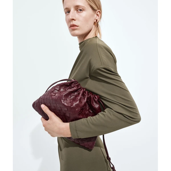 Khaite Women's Dustbag in Barolo - Red Shoulder & Crossbody Bags - The Lotus Tote Bag - Shop at Luxury Shoes 