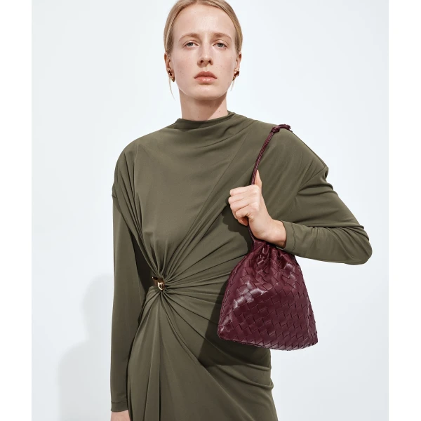 Khaite Women's Dustbag in Barolo - Red Shoulder & Crossbody Bags - The Lotus Tote Bag - Shop at Luxury Shoes 