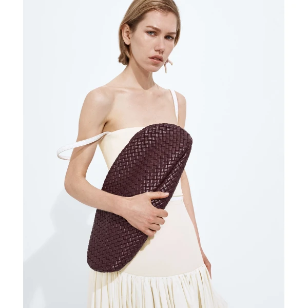 Khaite Women's Onda Clutch in Deep mahogany - Red Clutch Bags - The Lotus Tote Bag - Shop at Luxury Shoes 