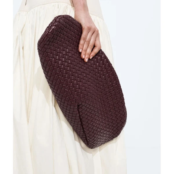 Khaite Women's Onda Clutch in Deep mahogany - Red Clutch Bags - The Lotus Tote Bag - Shop at Luxury Shoes 