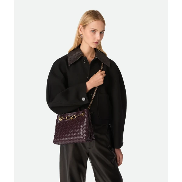 Khaite Women's Small Andiamo Chain in Dark barolo - Red Shoulder & Crossbody Bags - The Lotus Tote Bag - Shop at Luxury Shoes 