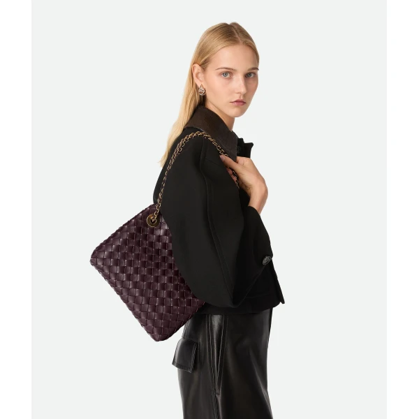 Khaite Women's Small Andiamo Chain in Dark barolo - Red Shoulder & Crossbody Bags - The Lotus Tote Bag - Shop at Luxury Shoes 