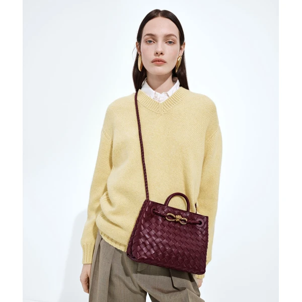 Khaite Women's Small Andiamo in Barolo - Red Totes & Top-Handle Bags - The Lotus Tote Bag - Shop at Luxury Shoes 