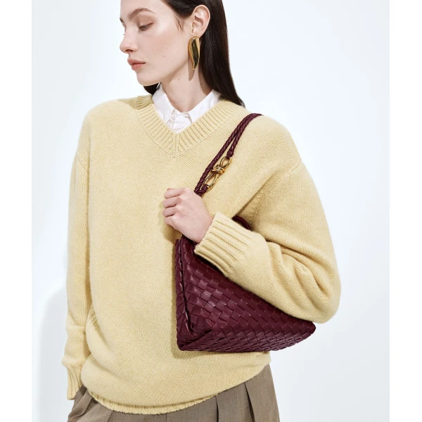 Khaite Women's Small Andiamo in Barolo - Red Totes & Top-Handle Bags - The Lotus Tote Bag - Shop at Luxury Shoes 