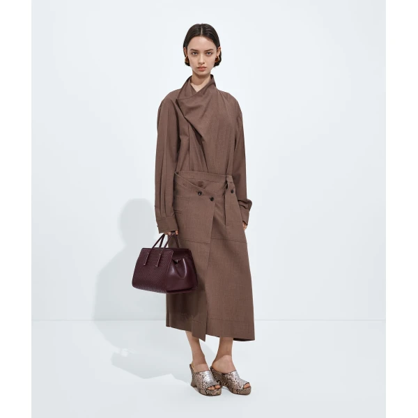 Khaite Women's Small Barbara Tote in Deep mahogany - Red Totes & Top-Handle Bags - The Lotus Tote Bag - Shop at Luxury Shoes 