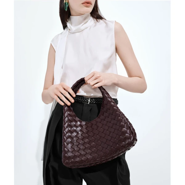 Khaite Women's Small Campana in Dark barolo - Red Shoulder & Crossbody Bags - The Lotus Tote Bag - Shop at Luxury Shoes 