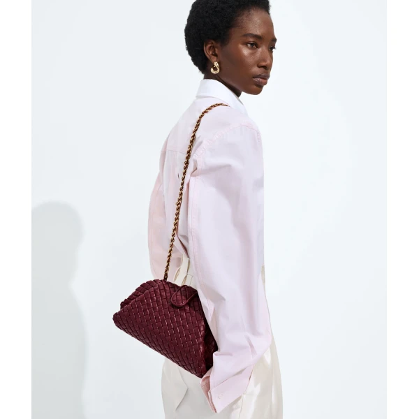 Khaite Women's Small Lauren 1980 in Barolo - Red Shoulder & Crossbody Bags - The Lotus Tote Bag - Shop at Luxury Shoes 