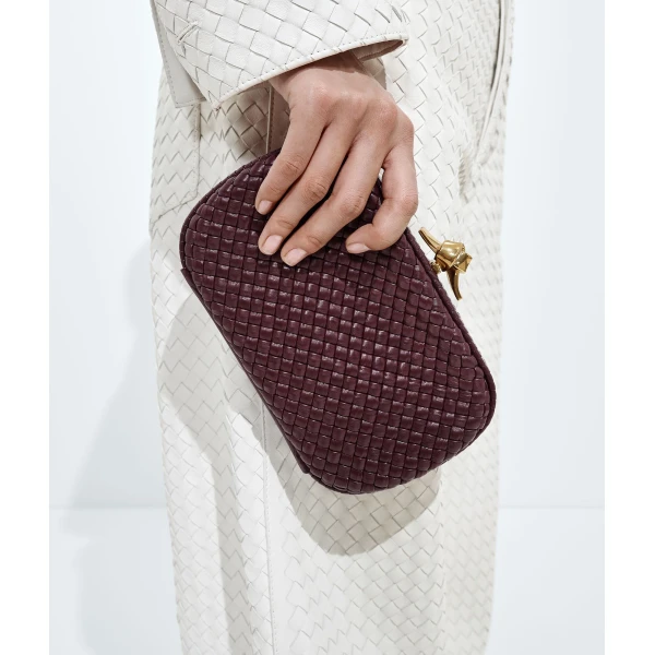 Khaite Women's Soft Knot in Deep mahogany - Red Clutch Bags - The Lotus Tote Bag - Shop at Luxury Shoes 