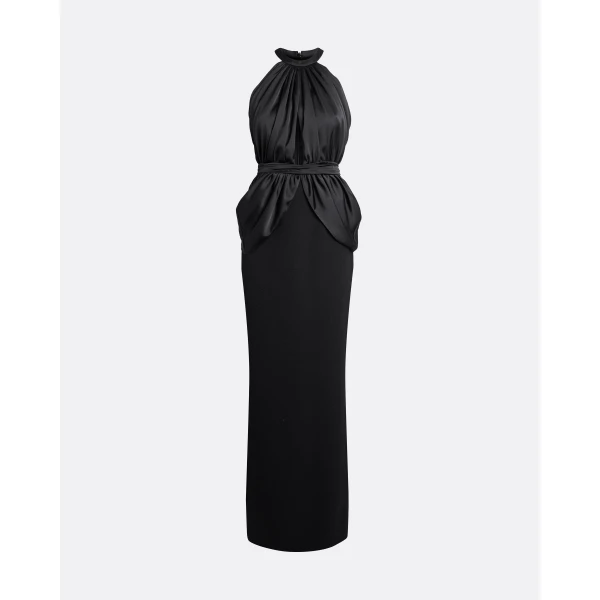 Safiyaa Amereis Long Dress In Black -  - Demi-Couture Evening Wear at Luxury Shoes 