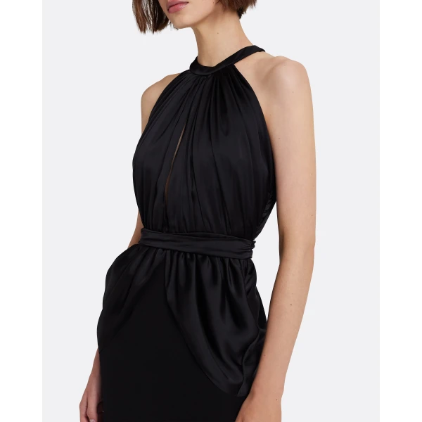 Safiyaa Amereis Long Dress In Black -  - Demi-Couture Evening Wear at Luxury Shoes 