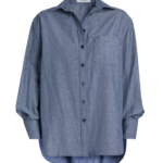 Safiyaa Giada Shirt In Blue Blend -  - Demi-Couture Evening Wear at Luxury Shoes 