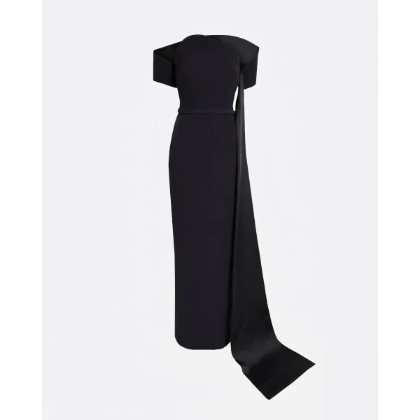 Safiyaa Giorgia Long Dress In Black -  - Demi-Couture Evening Wear at Luxury Shoes 