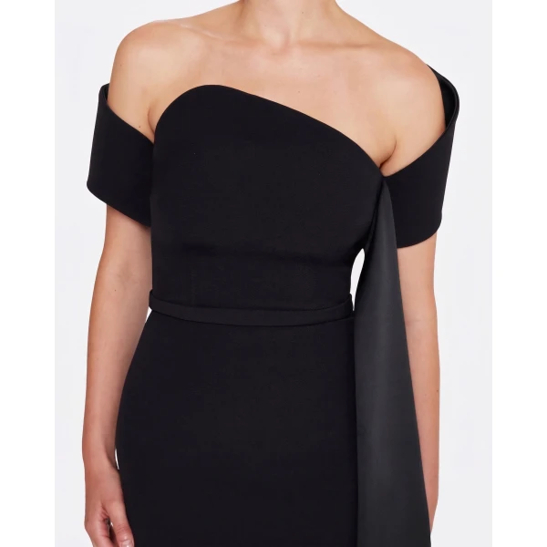 Safiyaa Giorgia Long Dress In Black -  - Demi-Couture Evening Wear at Luxury Shoes 
