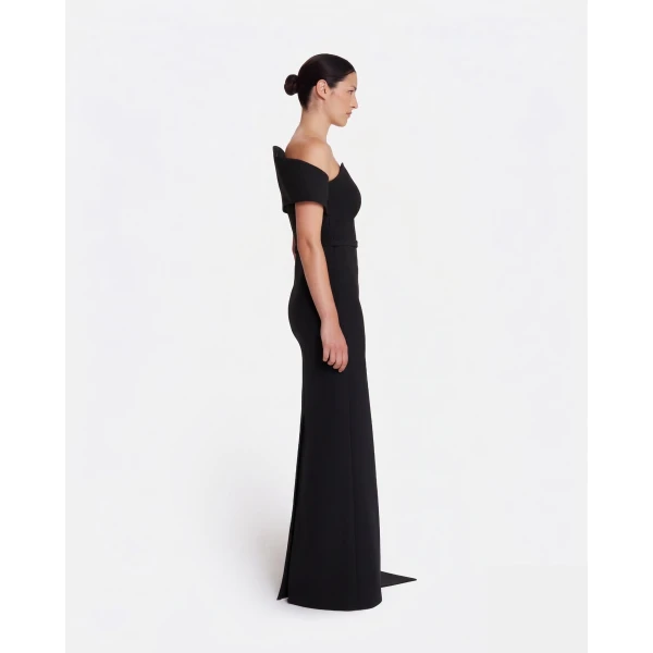 Safiyaa Giorgia Long Dress In Black -  - Demi-Couture Evening Wear at Luxury Shoes 
