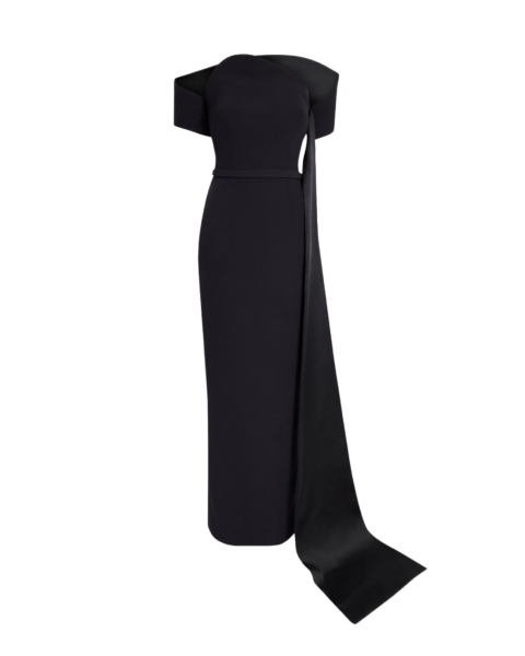Safiyaa Giorgia Long Dress In Black -  - Demi-Couture Evening Wear at Luxury Shoes 